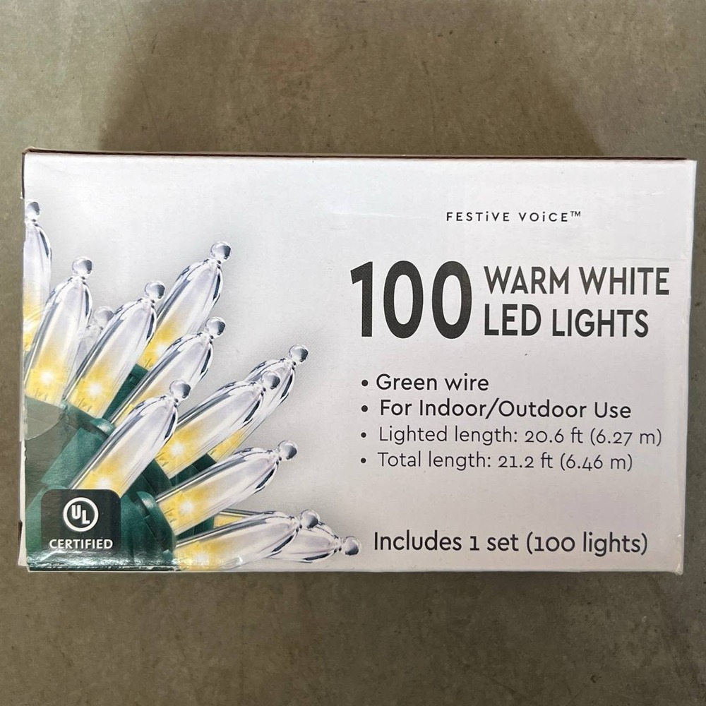 100 Warm White LED String Lights Indoor Outdoor Green Wire 20.6ft New
